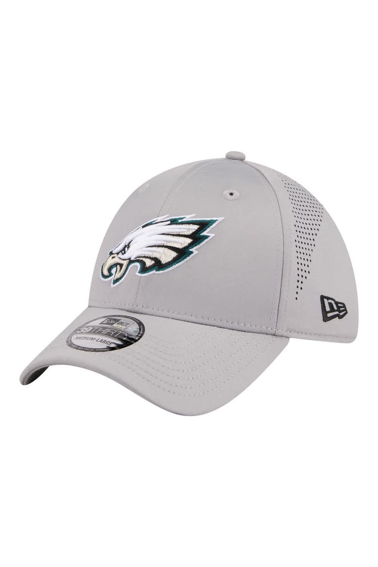 Men's New Era  Gray Philadelphia Eagles Perforated 39THIRTY Flex Hat, Main, color, Gray