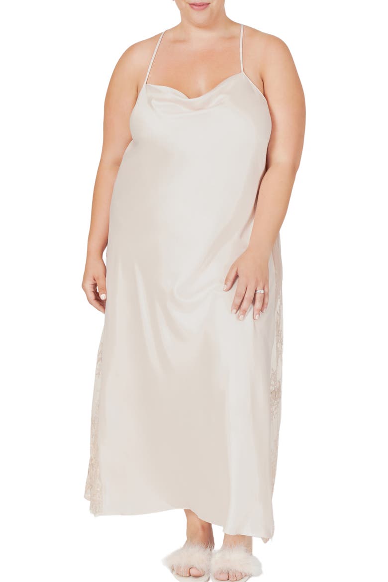 Darling Satin & Lace Nightgown, Main, color, CHAMPAGNE