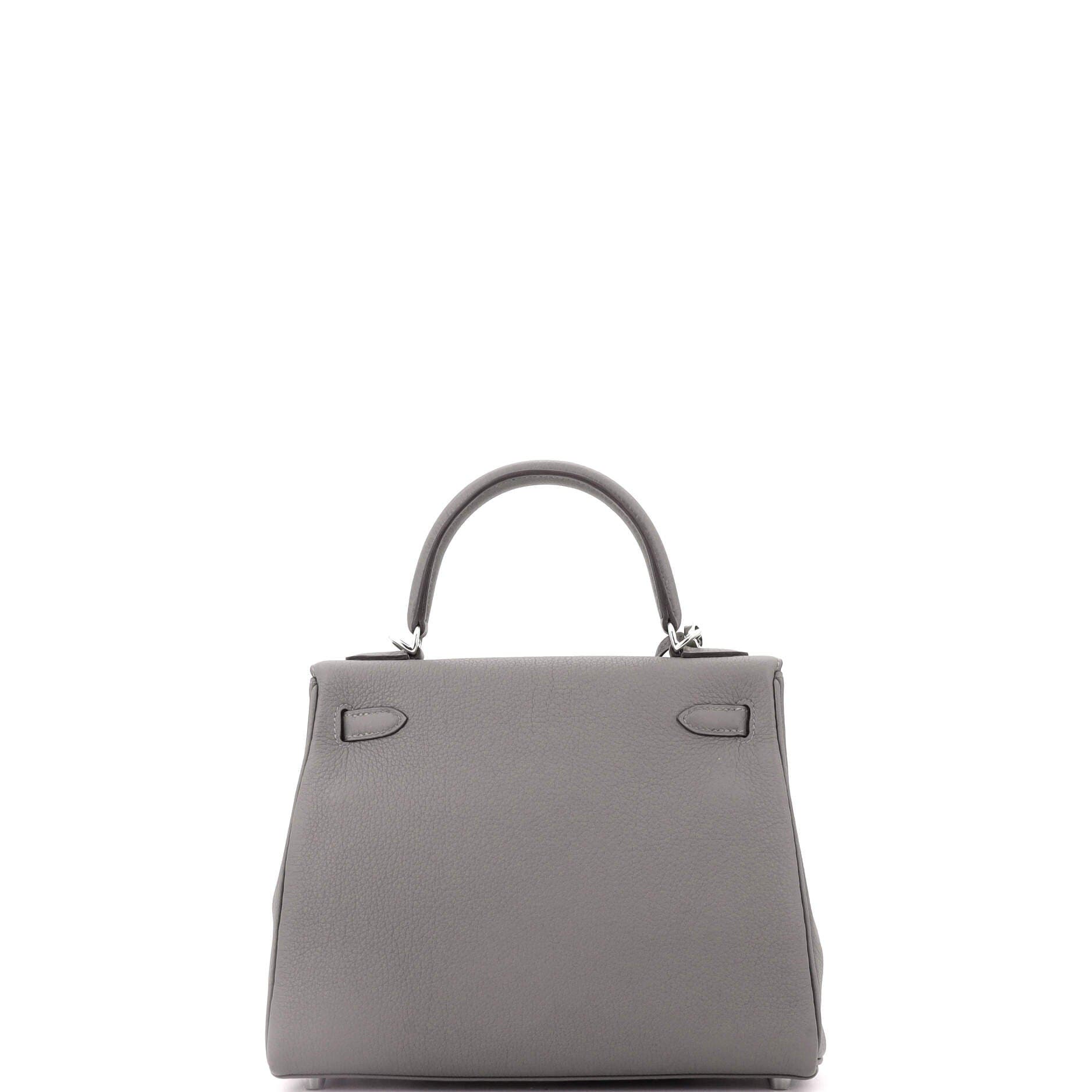 Pre-Owned Hermes Kelly Handbag Grey Togo with Palladium Hardware 25, Alternate, color, 