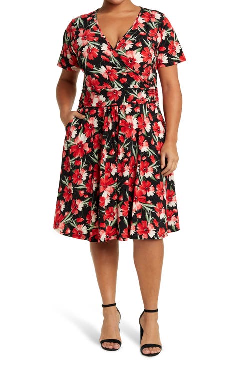 Mallory Short Sleeve Wrap Dress (Plus)