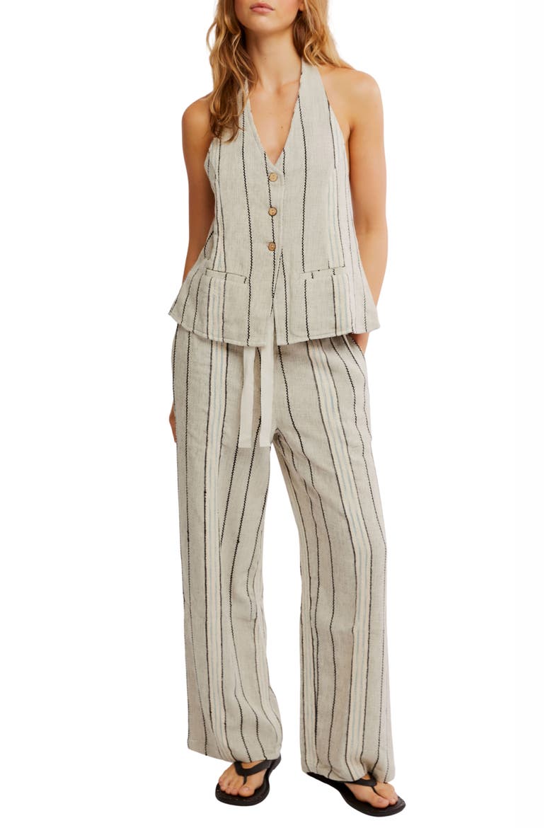 Take Me To Paris Stripe Halter Vest & Pants Set, Main, color, ROCKY STRIPE