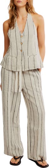 Take Me To Paris Stripe Halter Vest & Pants Set