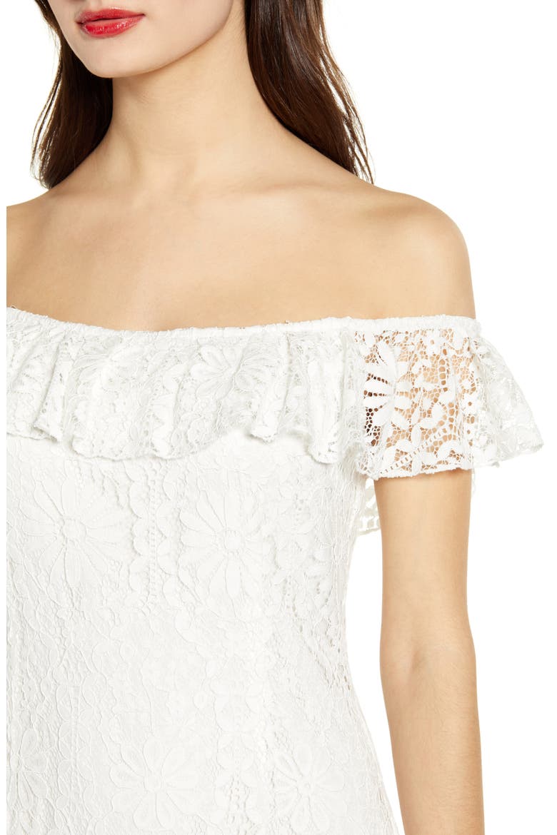 Odette Off the Shoulder Lace Dress, Alternate, color, IVORY LACE