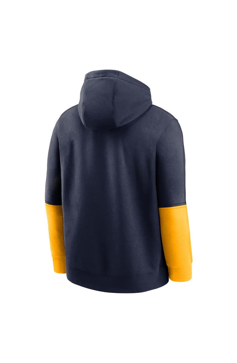 Nike Men's Nike Navy/Gold West Virginia Mountaineers 2024 Sideline Club Pullover Hoodie, Alternate, color, Navy