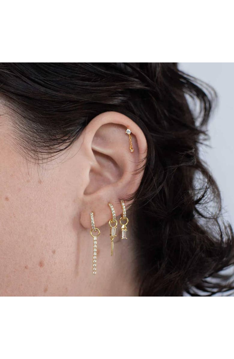 Outofoffice Gold Pavé Seven Mm Huggie Hoop Earring, Alternate, color,