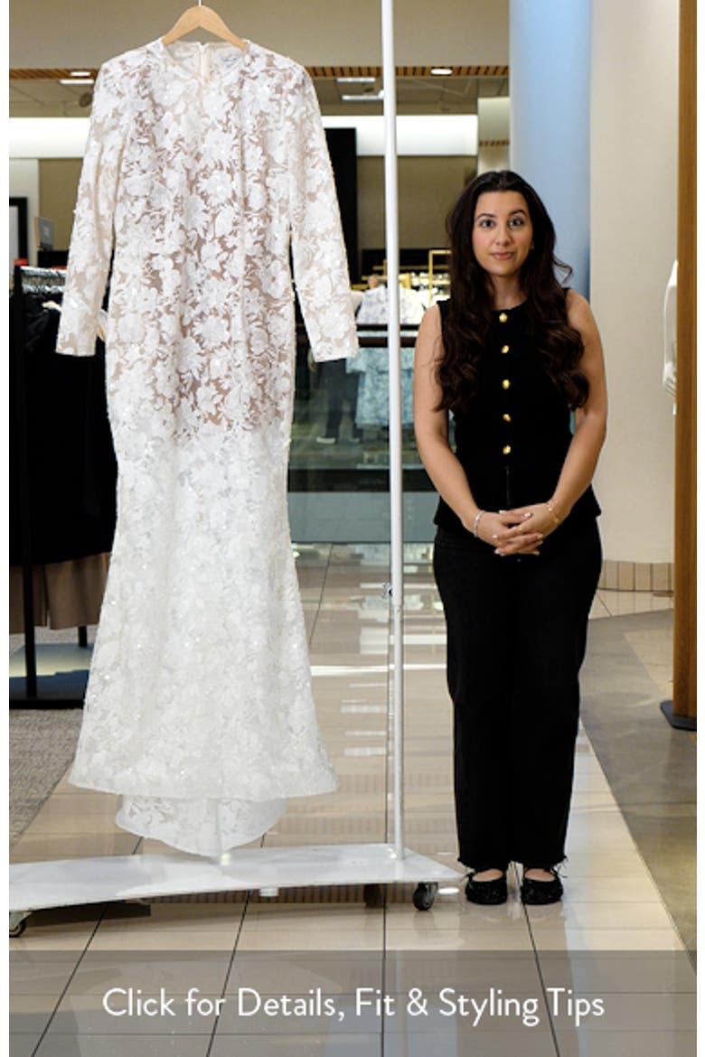 Sasha Embroidered Sequin Sheer Mesh Gown video