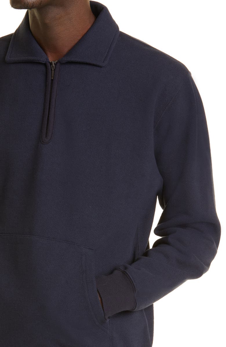 BEAMS Plus Half Zip Cotton Piqué Sweatshirt, Alternate, color,