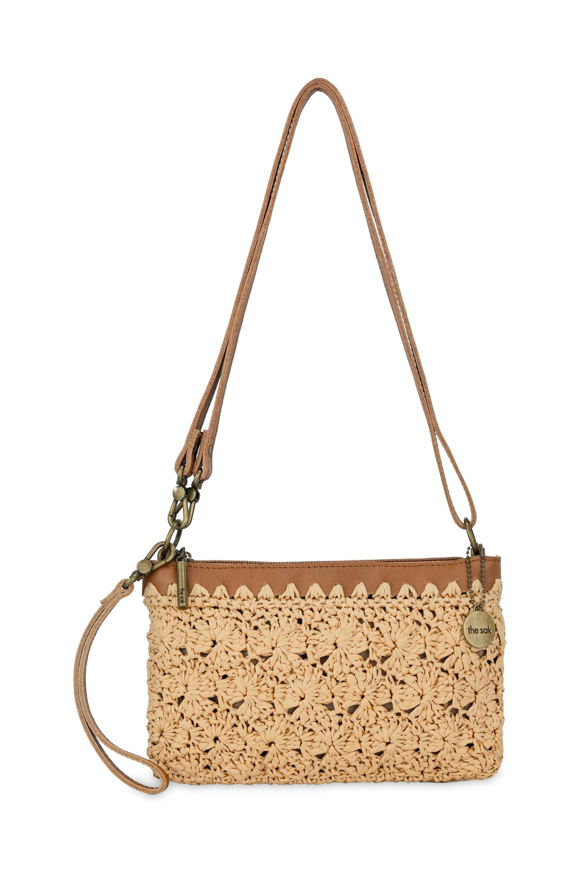 The Sak Vita Hand Crochet Crossbody Wristlet, Main, color, Natural Primrose Straw