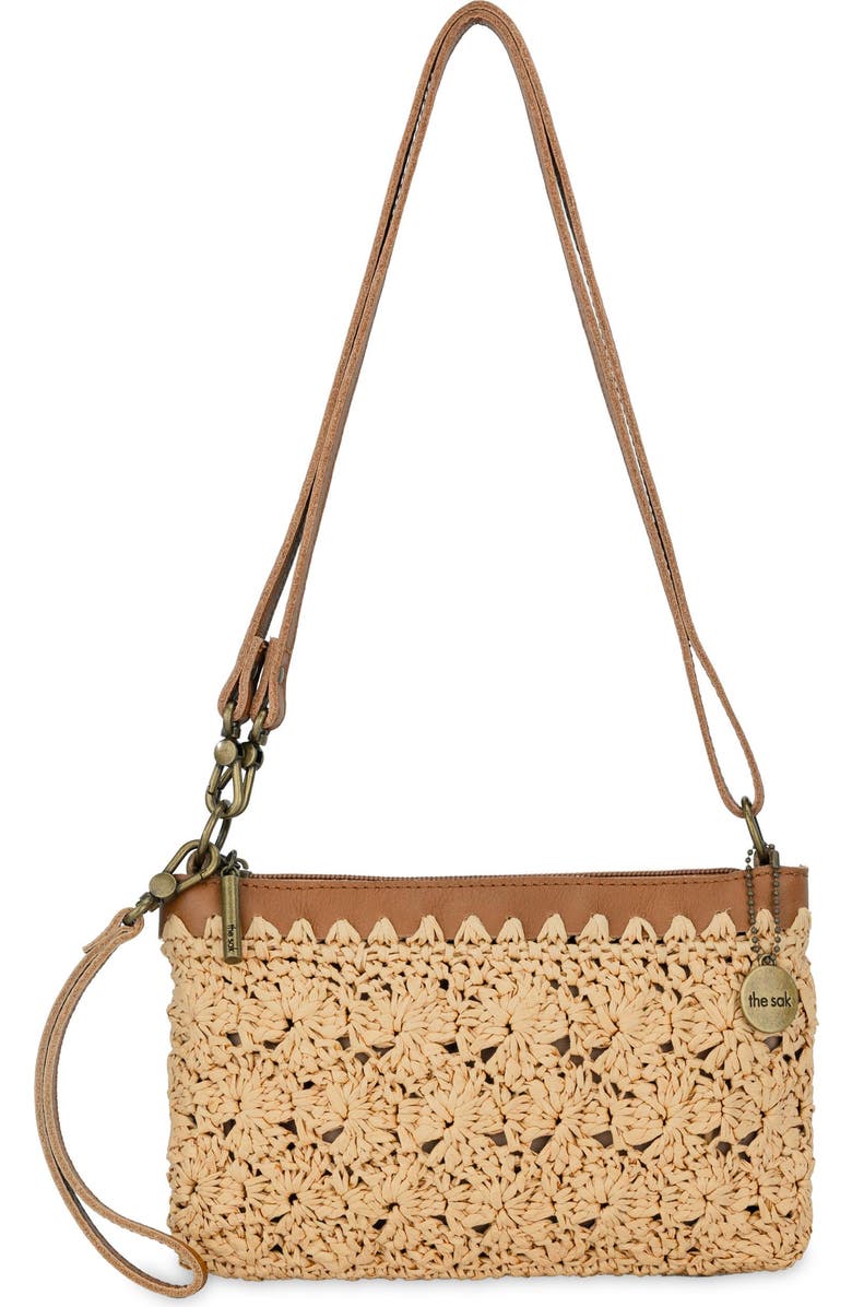 The Sak Vita Hand Crochet Crossbody Wristlet, Main, color, Natural Primrose Straw