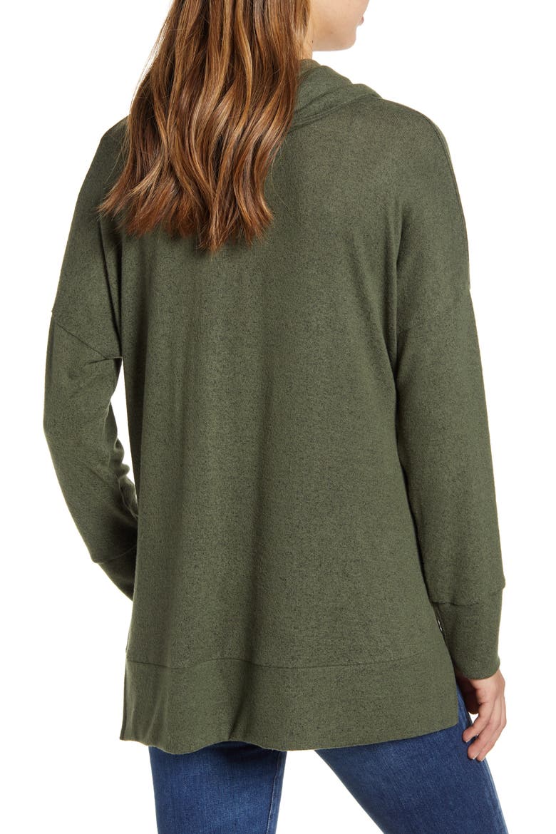 Cowl Neck Long Sleeve Top, Alternate, color, OLIVE