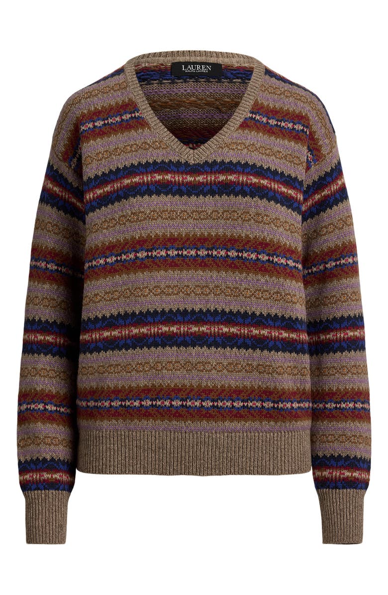 Lauren Ralph Lauren Fair Isle Cotton & Linen Sweater, Alternate, color, Taupe Heather Multi