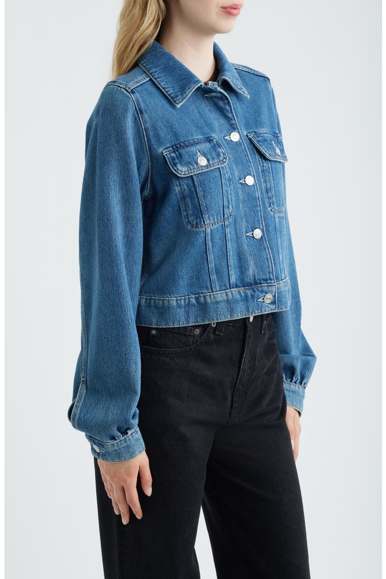 Pacey Crop Denim Jacket, Alternate, color, NAVILI