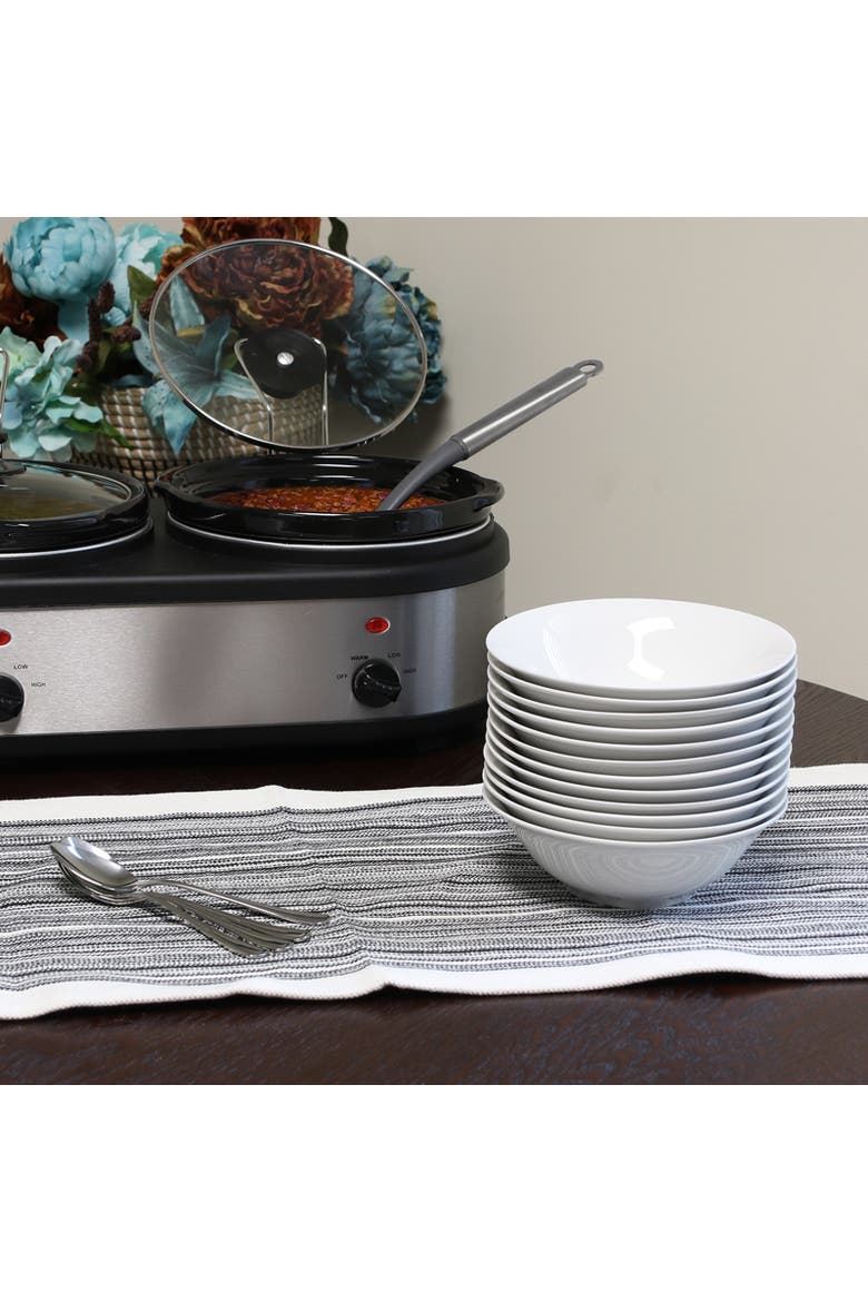 Noble Court 7 Inch Fine Ceramic Bowls  12 Piece Set, Alternate, color, White