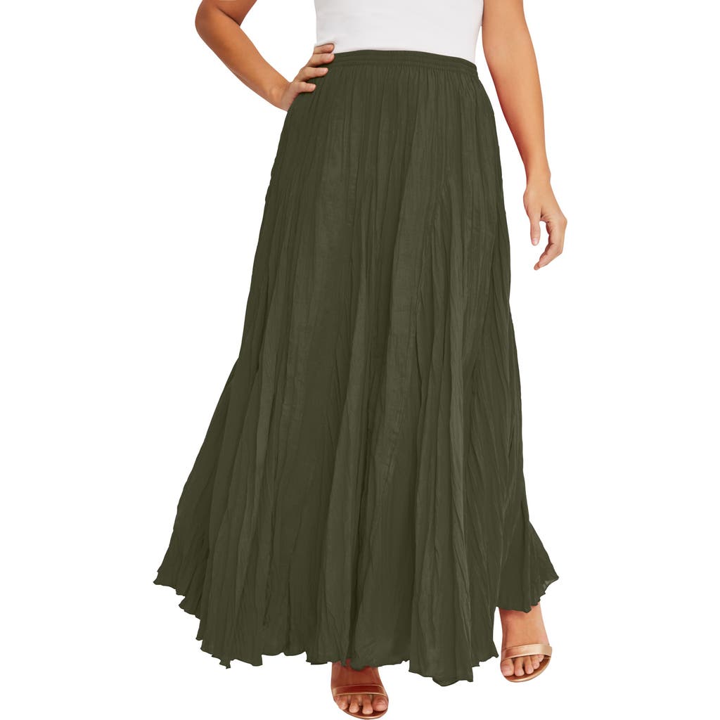Jessica London Flowing Crinkled Maxi Skirt In Green