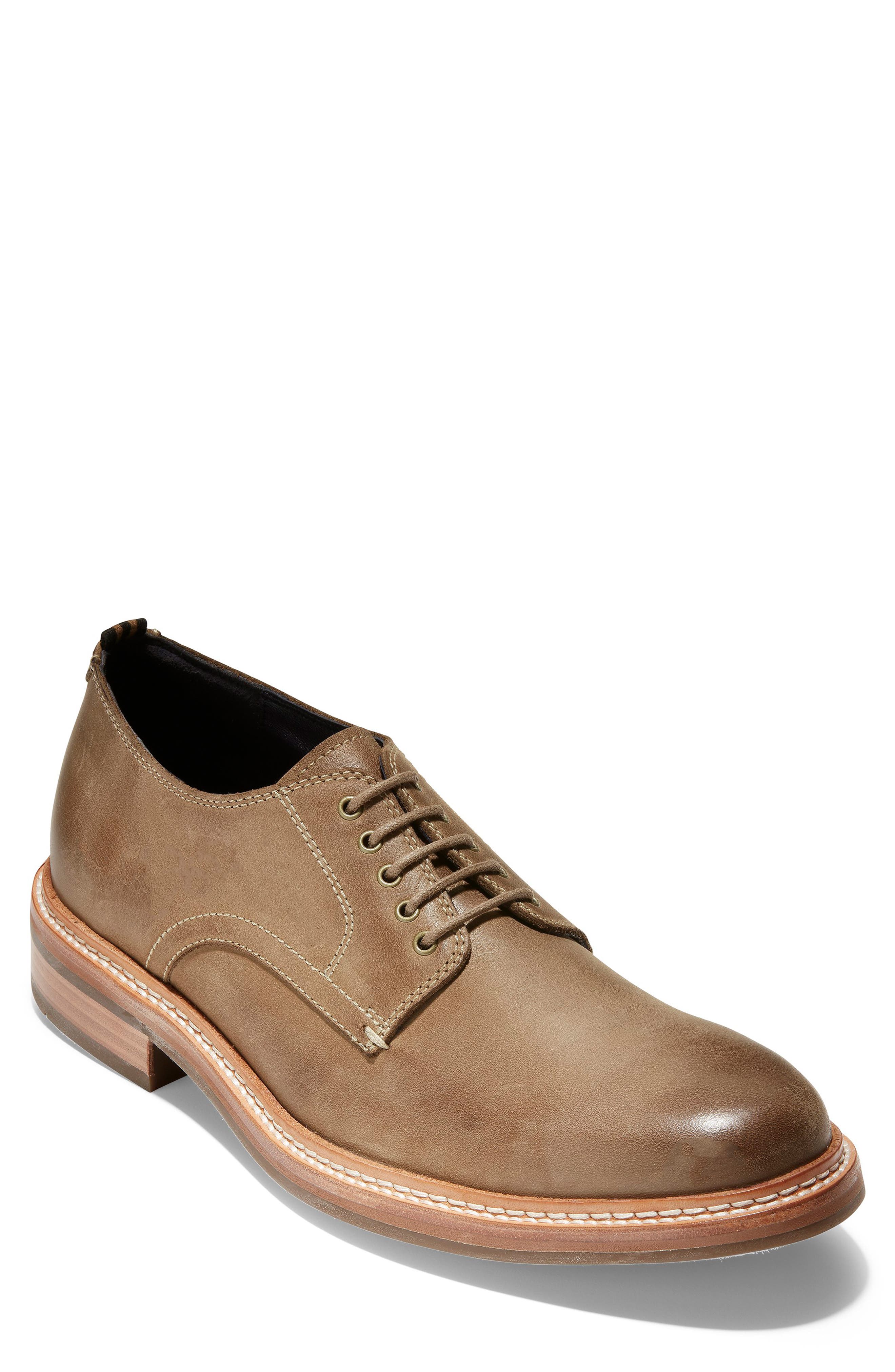 Frankland Grand Plain Toe Derby, Main, color, TAUPE NUBUCK