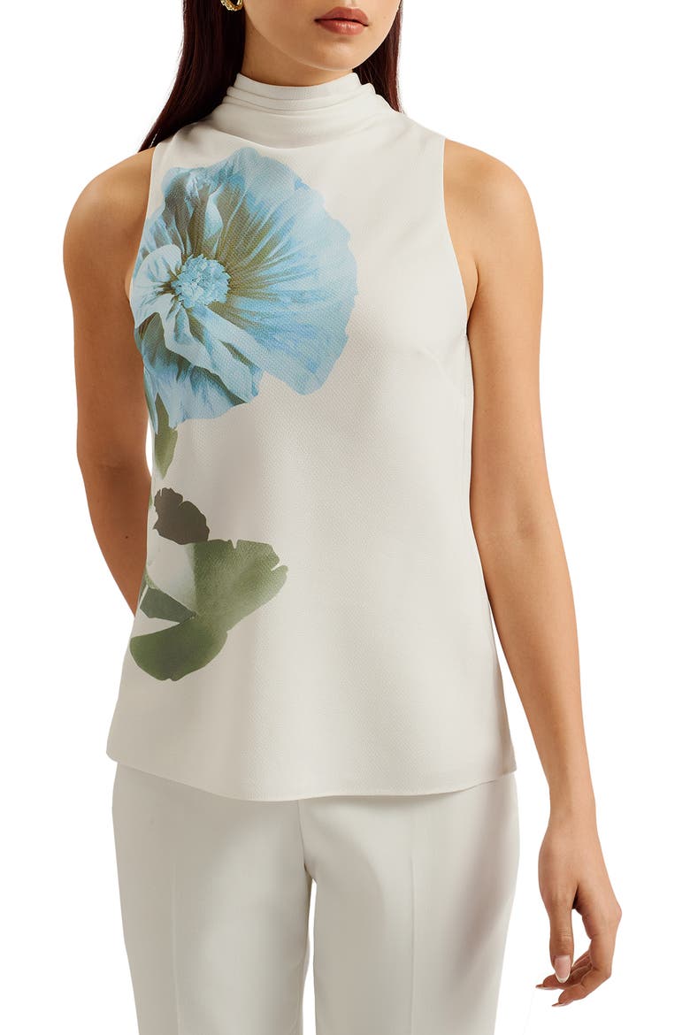 Setsuko Floral Sleeveless Top, Main, color, WHITE