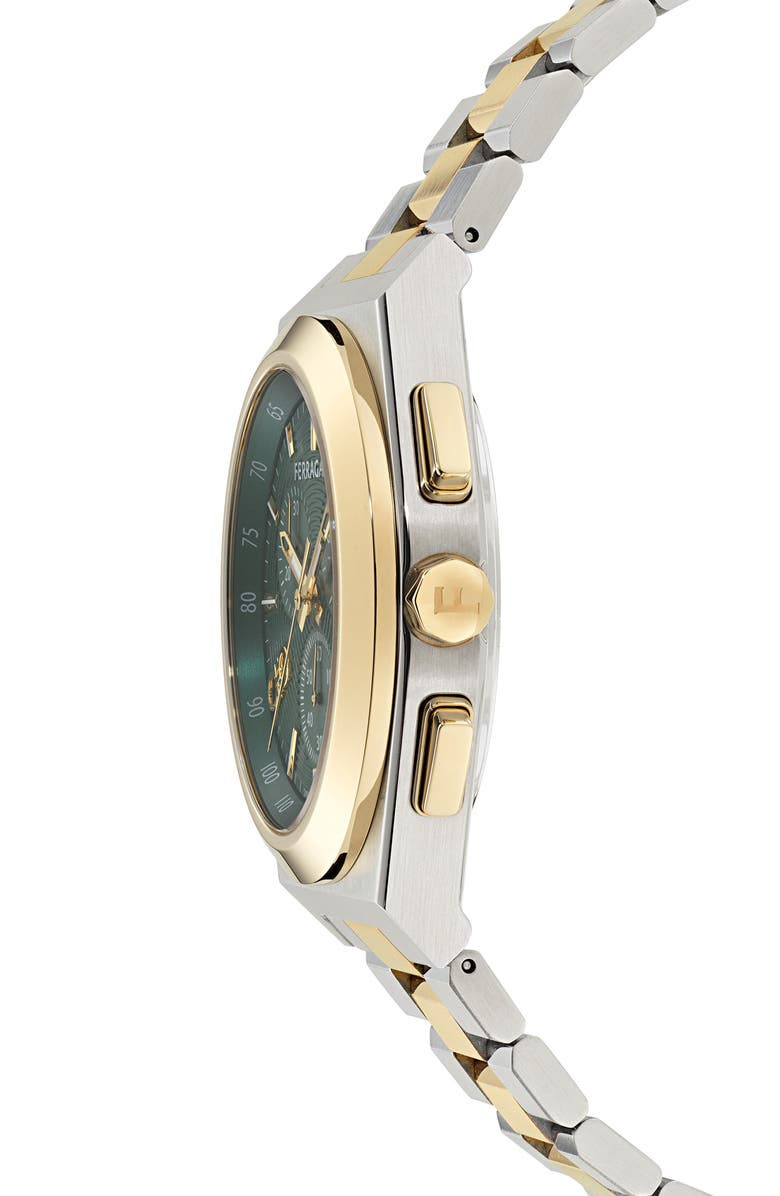 FERRAGAMO Vega Upper East Two-Tone Bracelet Chronograph Watch, 42mm, Alternate, color, Two Tone