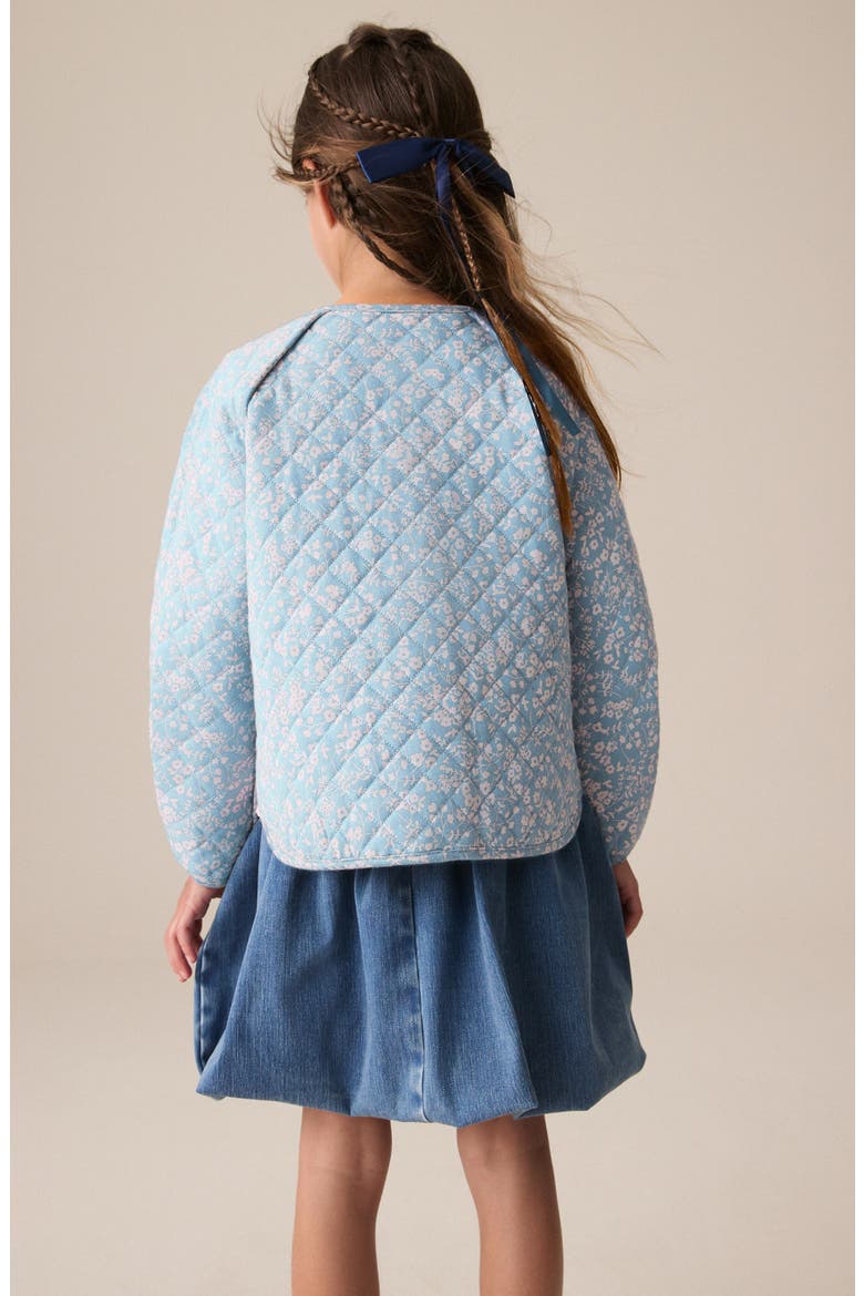 Kids' Floral Cotton Snap-Up Jacket, Alternate, color, BLUE