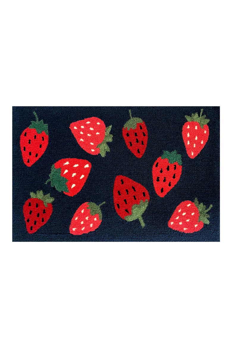 Strawberry Toss Door Mat, Main, color, INDIGO RED