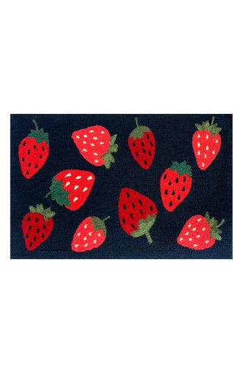 R16 Home Strawberry Toss Door Mat In Indigo Red