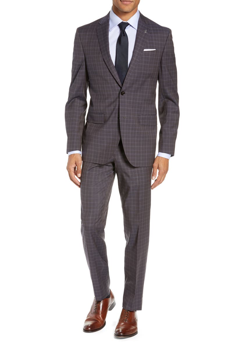 Ted Baker London Jay Trim Fit Plaid Wool Suit, Main, color, 