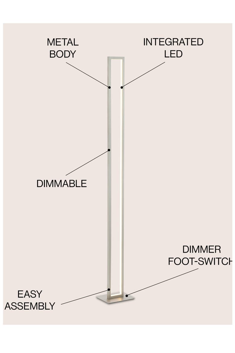 Johan 59.5" Modern Minimalist Aluminum Integrated Tower LED Floor Lamp, Nickel, Alternate, color, Nickel