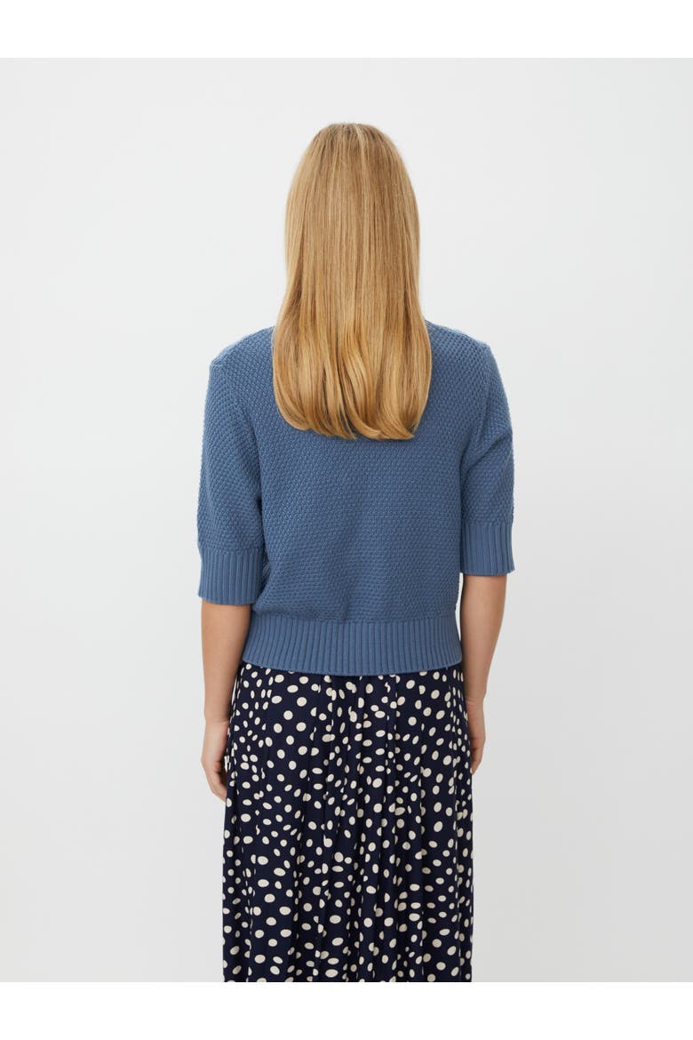 MaLiva Cropped Short Sleeve Cardigan, Alternate, color, Ensign Blue