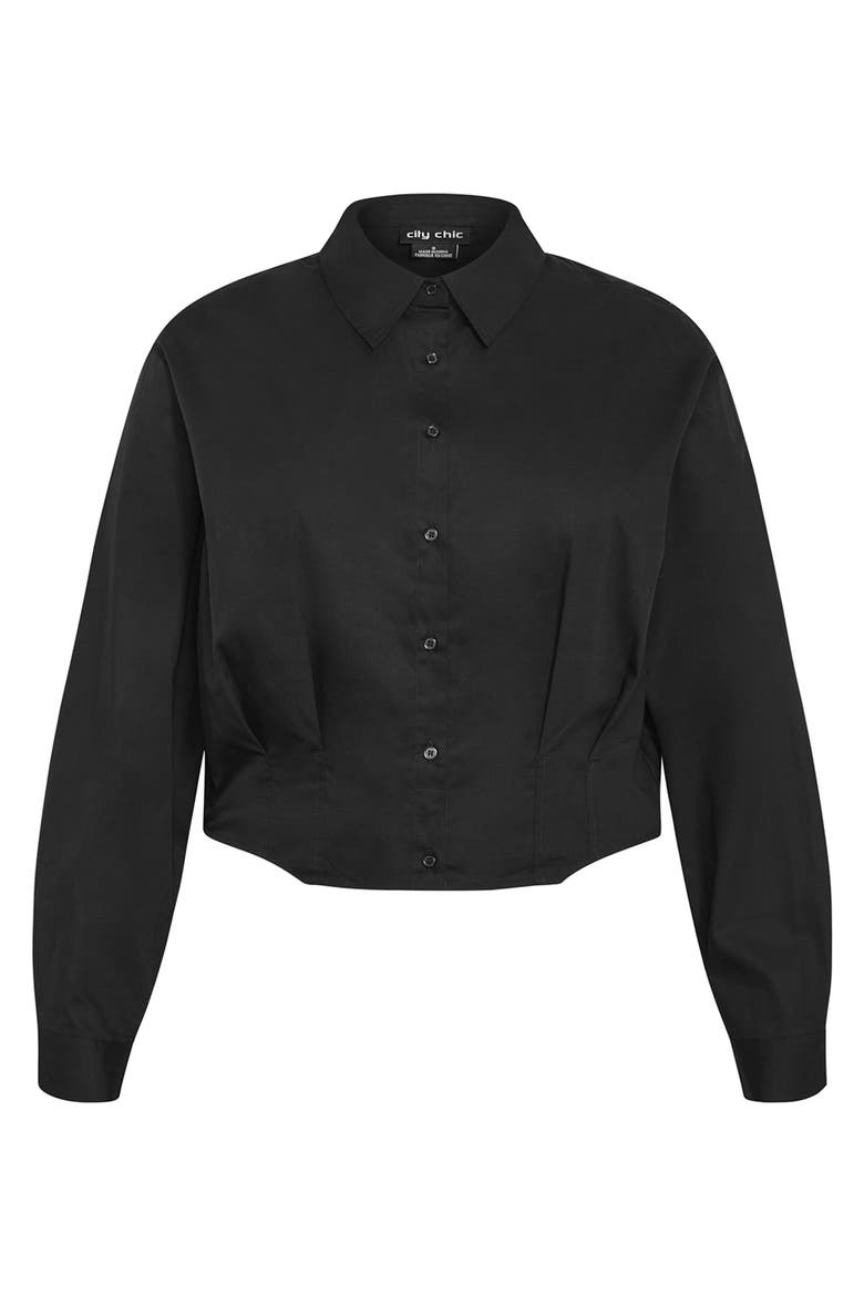 Classic Crop Button-Up Shirt, Alternate, color, BLACK