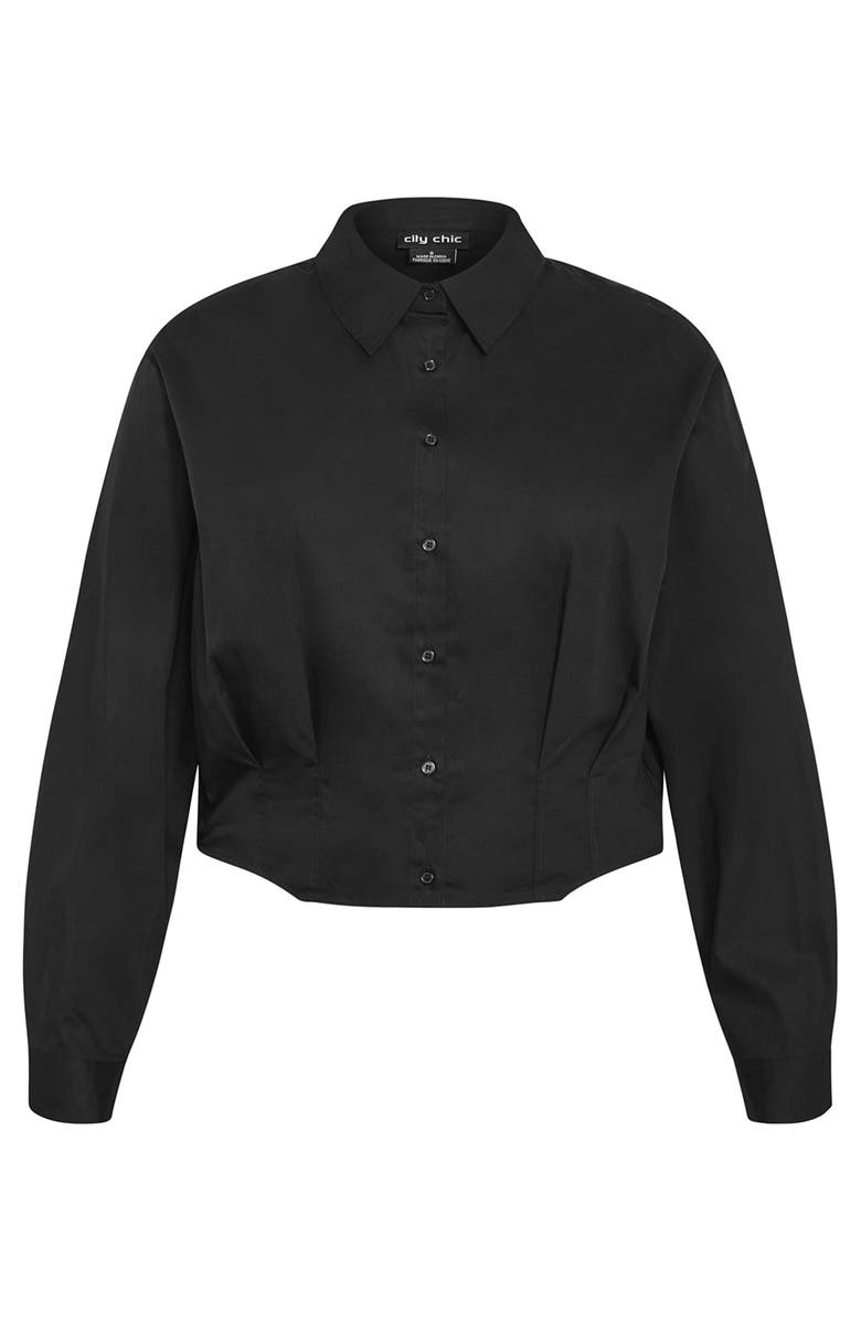 City Chic Classic Crop Button-Up Shirt, Alternate, color, Black