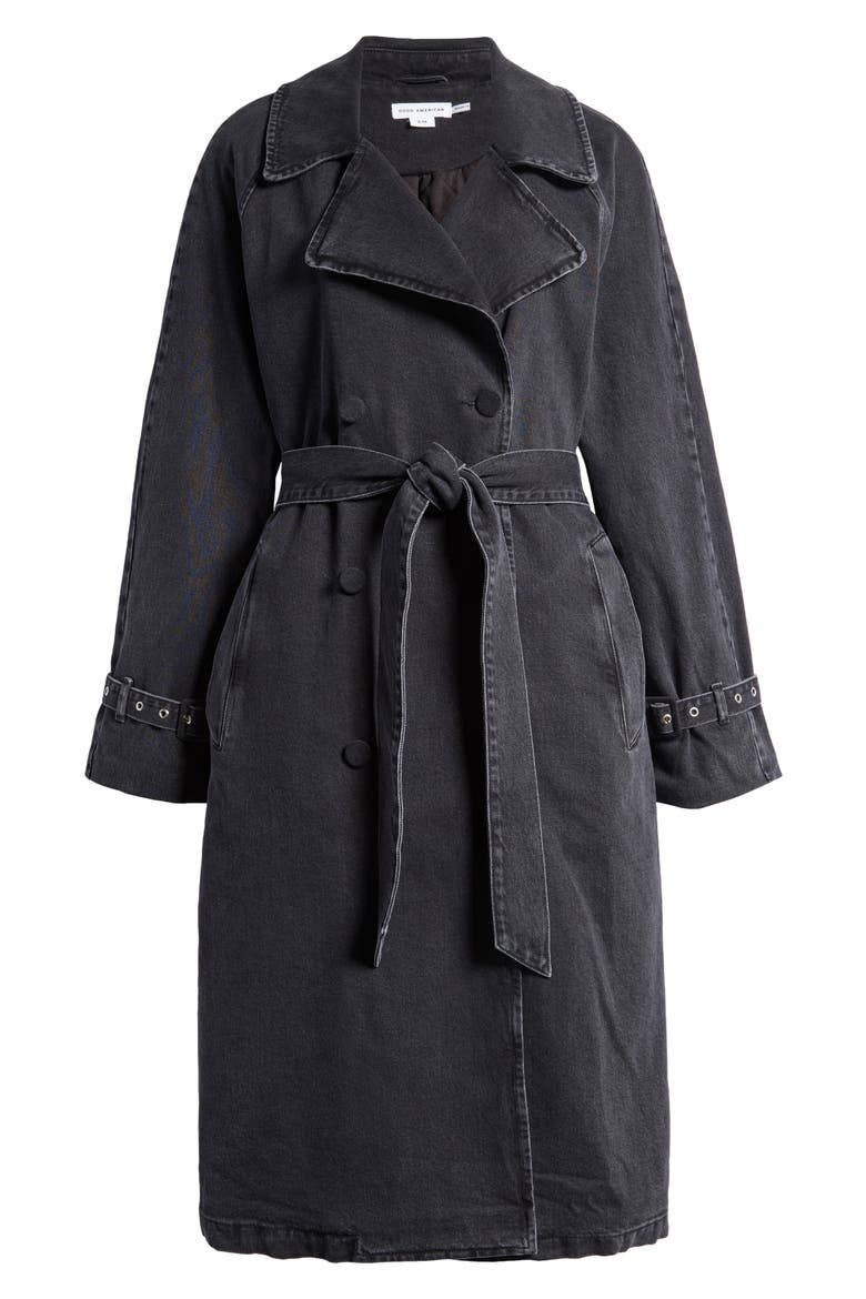 Uniform Denim Trench Coat, Main, color, BLACK351