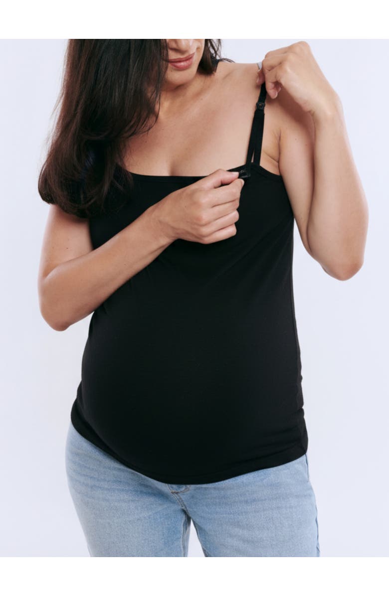 MOTHERHOOD MATERNITY Clip Down Nursing Tank Top Cami, Alternate, color, Black