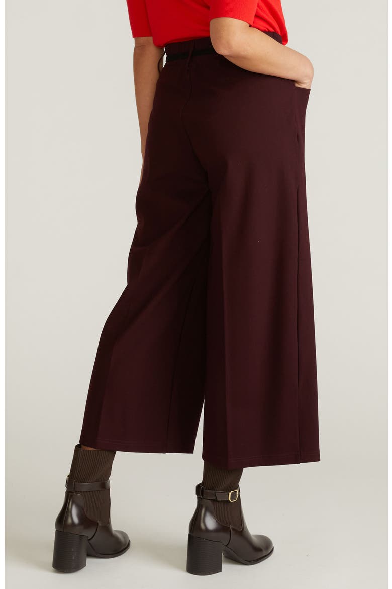 Wide Leg Ponte Crop Pants, Alternate, color, BLACK CHERRY RED