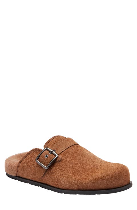 Faux Shearling Buckle Clog (Men)