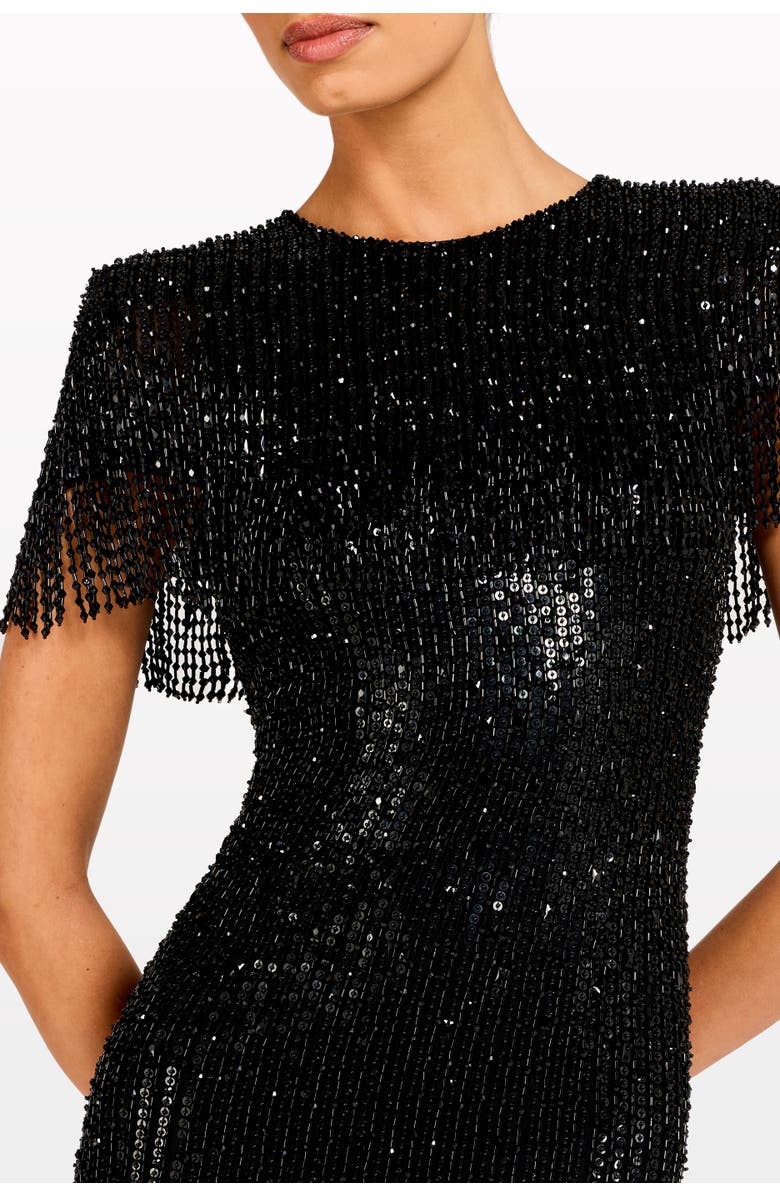 Jenny Packham Swish Sequin-Embellished Beaded Mini Dress, Alternate, color, Liquorice