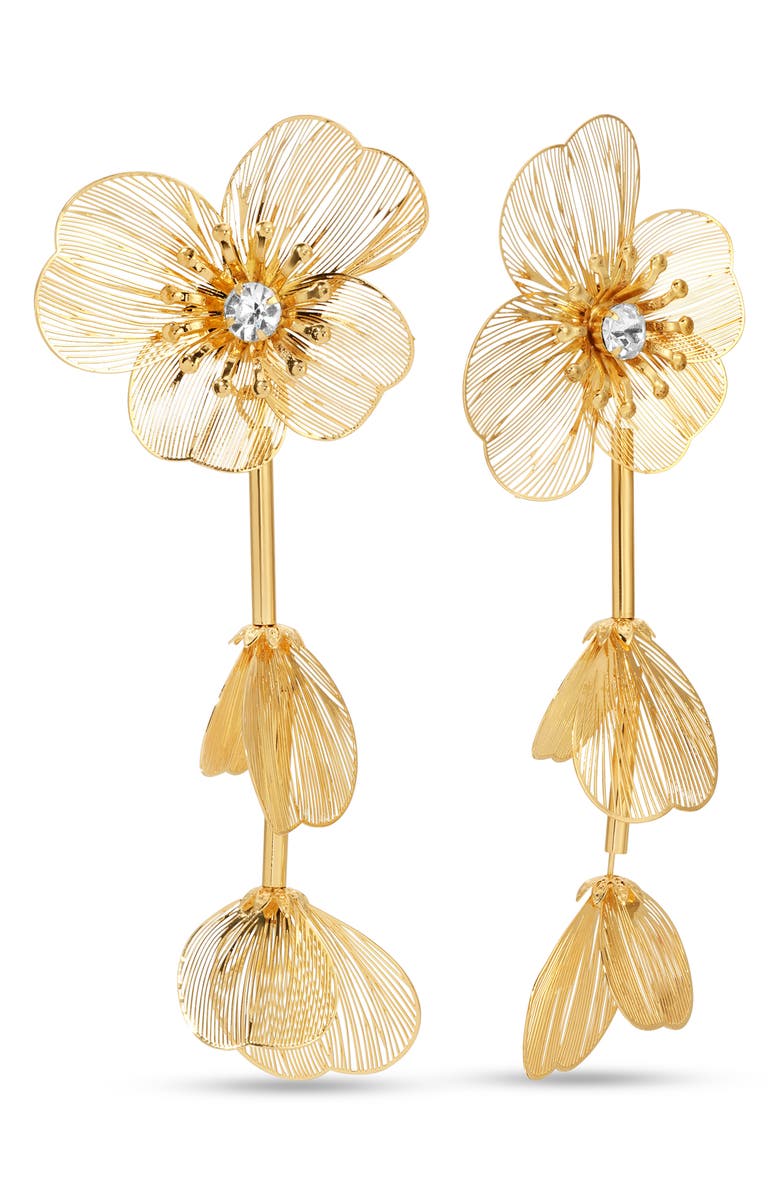 EYE CANDY LOS ANGELES Daniella Mesh Flower Statement Drop Earrings, Main, color, Gold