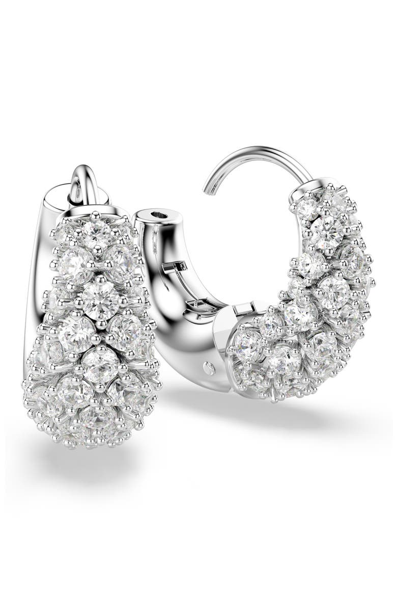 Sublima Crystal Huggie Hoop Earrings, Alternate, color, RHODIUM/ WHITE