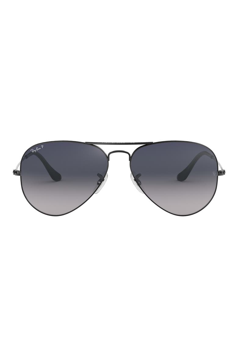 62mm Polarized Oversize Pilot Sunglasses, Main, color, GUNMETAL