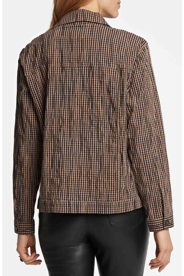 Thelma Crinkle Cotton Blend Gingham Jacket, Alternate, color, ALMOND/ BLACK