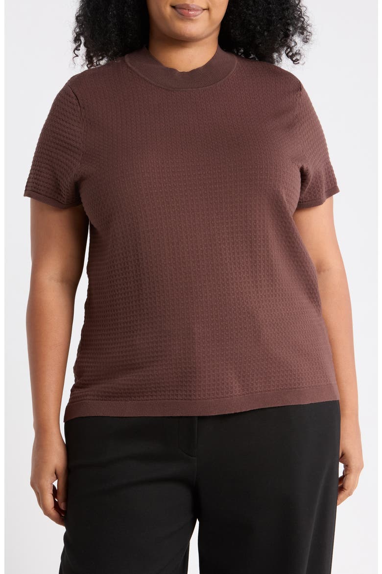 Short Sleeve Ribbed Sweater, Main, color, CAROB