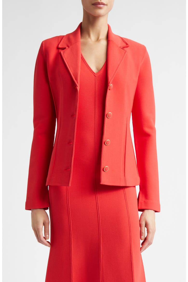 Adele Valley Fitted Sweater Jacket, Main, color, BRIGHT DEEP CORAL
