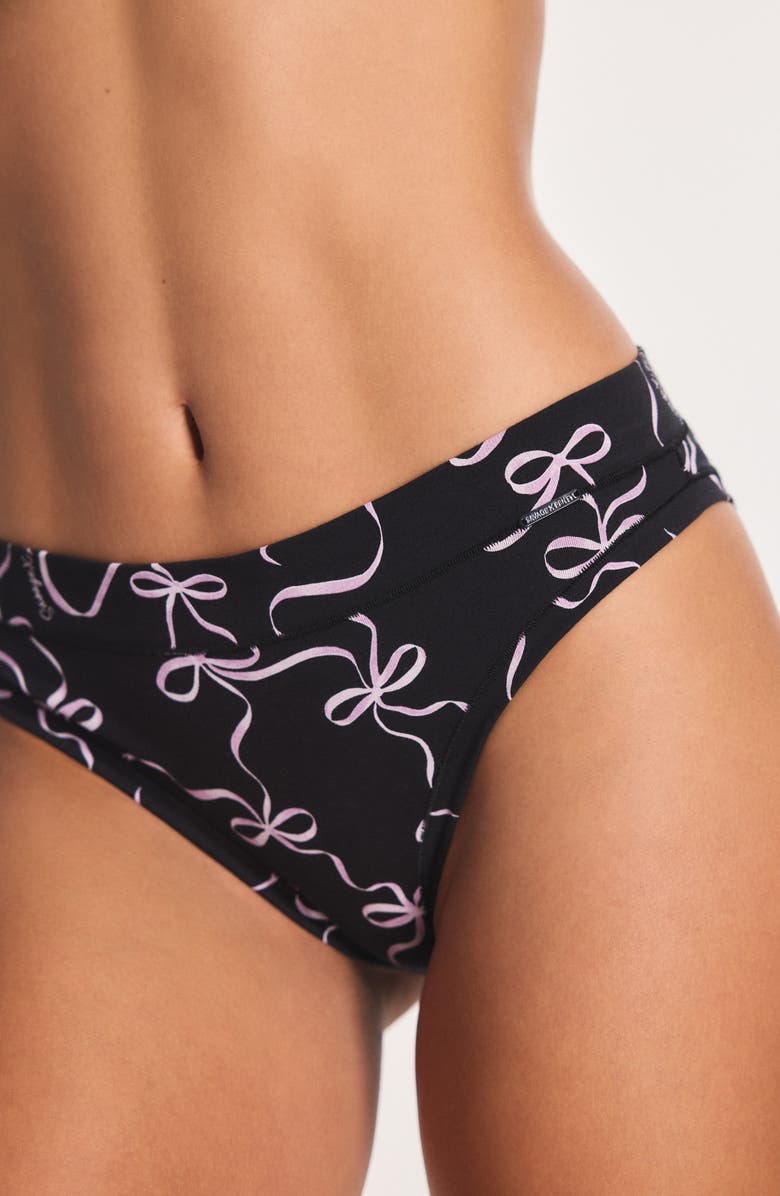 SAVAGE X FENTY Essentials Cotton Blend Cheeky Briefs, Alternate, color, Black Caviar Ribbon Wrap Print