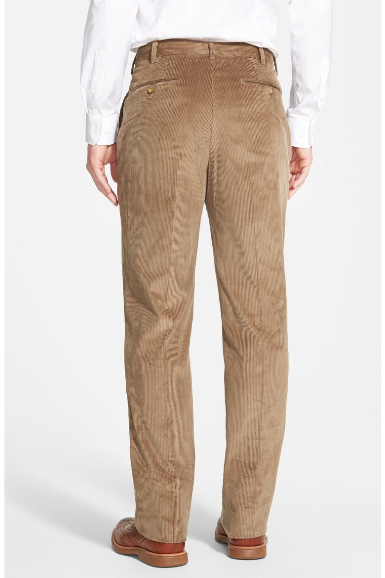 Luxury Italian Corduroy Flat Front Pants, Alternate, color, TAN