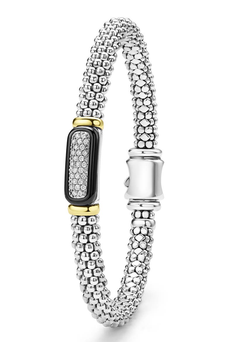 Two-Tone Black Ceramic Diamond Caviar Bracelet, Alternate, color, TWO TONE