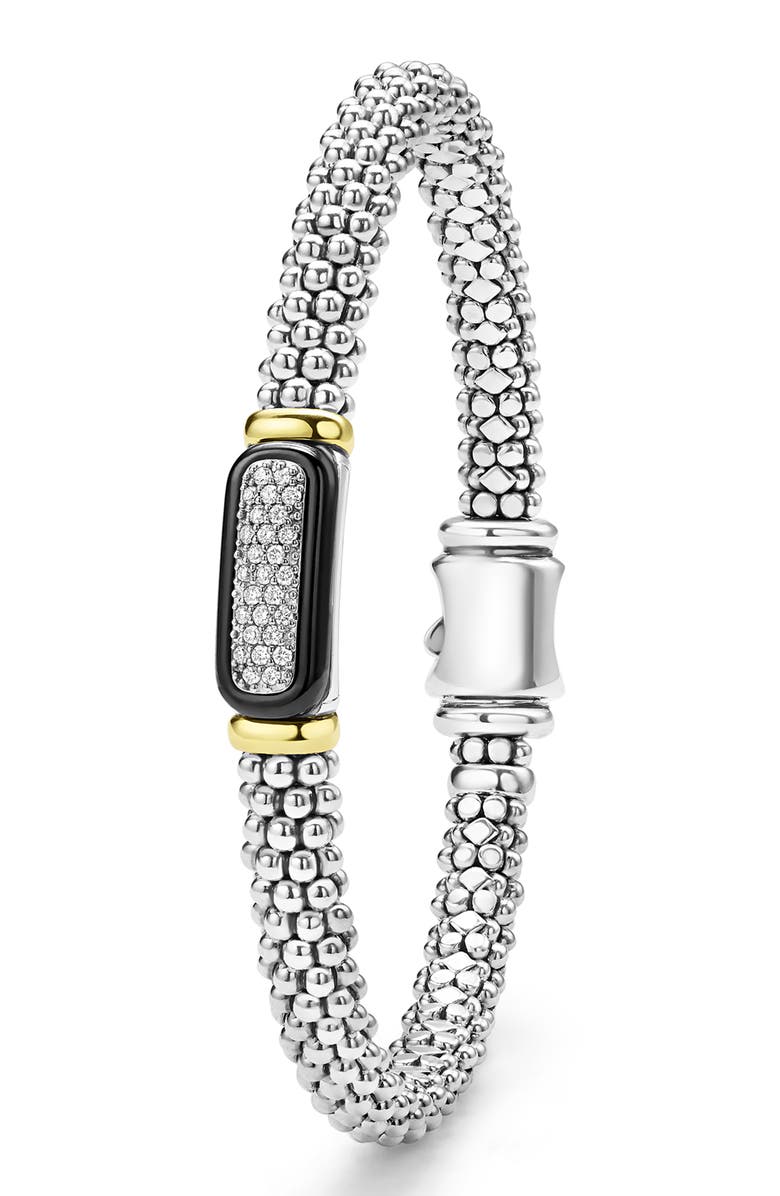 LAGOS Two-Tone Black Ceramic Diamond Caviar Bracelet, Alternate, color, Two Tone