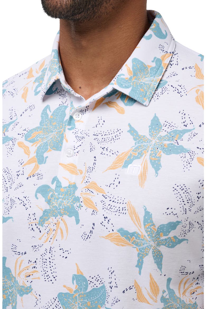 Paradise Peak Floral Cotton Blend Polo, Alternate, color, WHITE