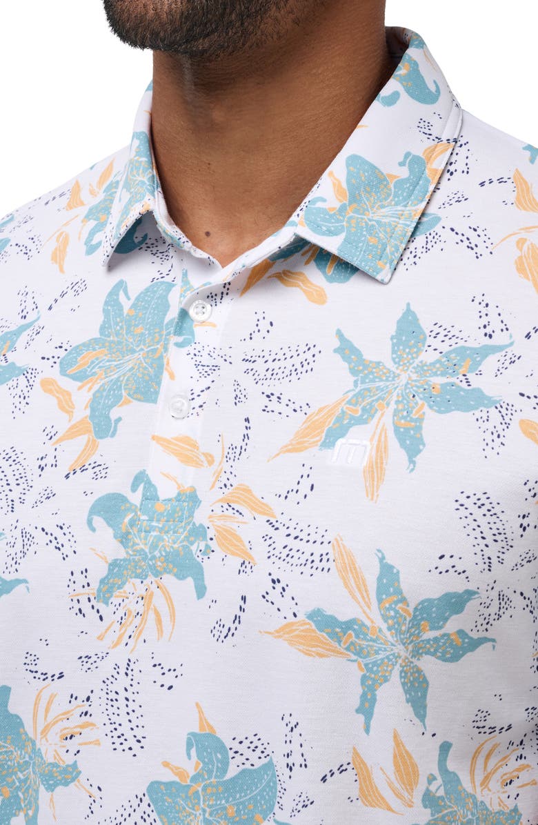 TravisMathew Paradise Peak Floral Cotton Blend Polo, Alternate, color, White