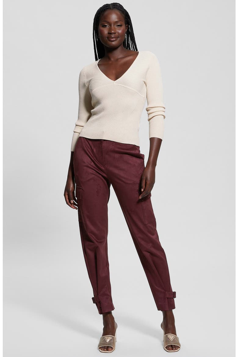 Cirila V-Neck Rib Sweater, Alternate, color, PEARL OYSTER