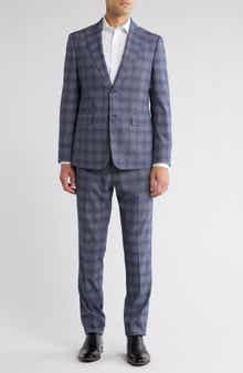 English Laundry Plaid Navy Mélange Suit