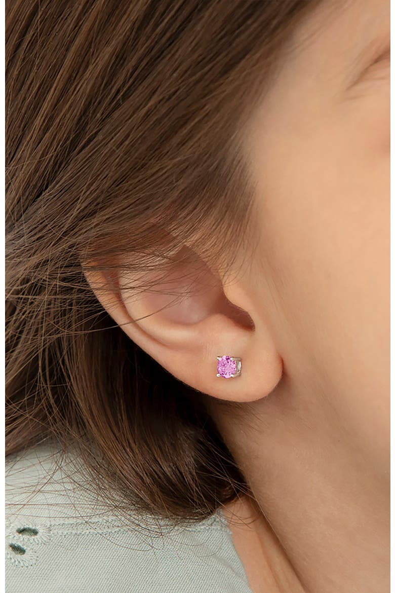 Classic Round Solitaire Earrings, Alternate, color, October