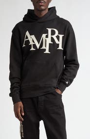 AMIRI Oversize Staggered Logo Pullover Hoodie